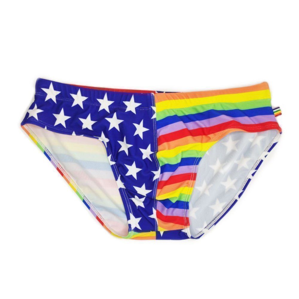 HOST PICK Men's classic speedo style pride rainbow flag swim briefs size XL - Picture 7 of 8